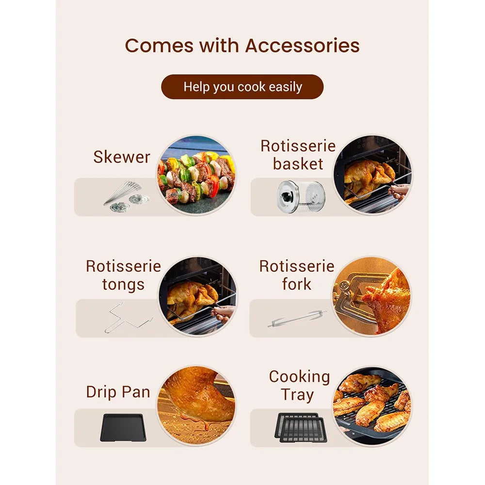 Air Fryer - Airfryer Oven - Hot air fryer - 15L - 1700W - 5 accessories - PFAS-free - 80 to 200 degrees - Black