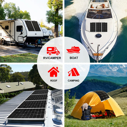 Dokio 18V 10pcs 100W Flexible Solar Panel Monocrystalline Solar Panel For Car/Home Waterproof Charge 12V 1000W Solar Panel - QUORE