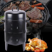Rookoven bbq - Multifunctioneel - smoker barbecue - 3-in1 grill - rookton - thermometer - zwart - QUORE