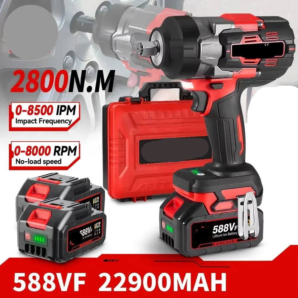 Slagmoersleutel - met Accu - Slagschroevendraaier - 2800Nm - Draadloze - Elektrische - Brushless Motor - 5 Snelheden - 18V - 1/2 Inch - Zonder Accu