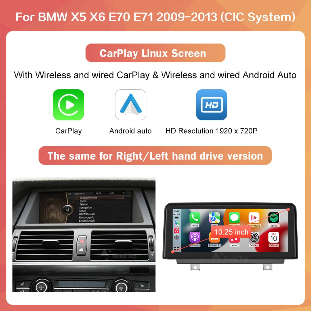 Multimedia Display – Auto Navigatiesysteem – Touchscreen Radio – Infotainment Systeem – Draadloze CarPlay – 10,25 Inch Scherm – Linux Besturingssysteem