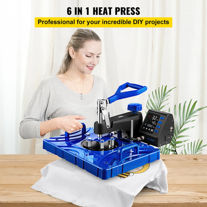 Transferpers - Warmtepers - Warmtepersmachine - Sublimatieprinter - 12X15 Inch 1000W - 6 In 1 Warmtepers - T-shirtprinter