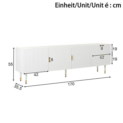 TV-kast – Tv-meubel – Tv-dressoir – Tv-meubelkast – Wit – Soft-close Deuren – Gouden Metalen Handgrepen & Verstelbare Pootjes