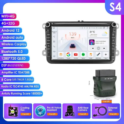Android Car Radio – Multimedia Speler – Autoradio GPS – CarPlay Android Auto – 8 Inch Touchscreen – 4GB RAM 64GB Opslag