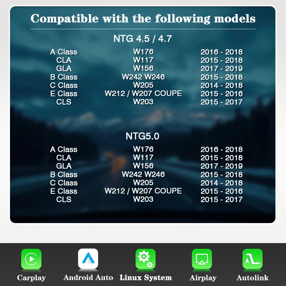 Draadloze CarPlay Adapter – Android Auto Converter – Wireless Smartphone Connector – MirrorLink Interface – Voor Mercedes-Benz NTG 4.5/5.0 – Ondersteuning Achteruitrijcamera – Eenvoudige Plug & Play Installatie