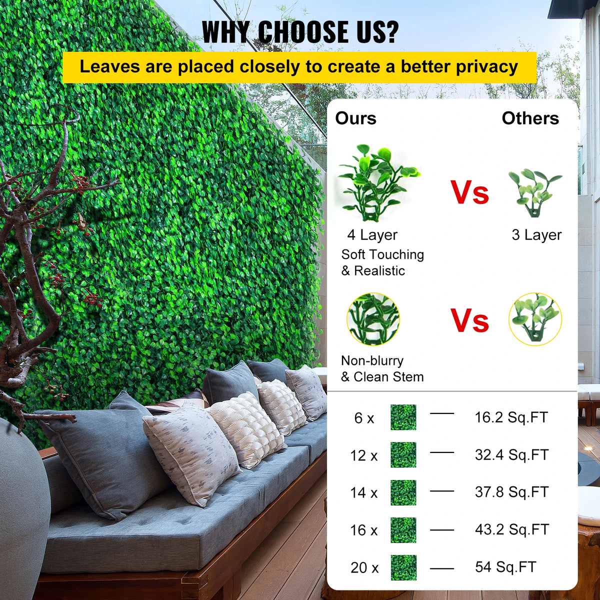 VEVOR Gras Wanddecoratie - 50x50 cm - Gras Panelen - 12 stuks - Groene Kunstmatige Gras Achtergrondwand - Ecologische Stijl Wanddecoratie - Kunstgras Wandpaneel - Groene Plantenwand Decoratie - Groen Privacy Fence Backyard Wedding Party Background - QUORE