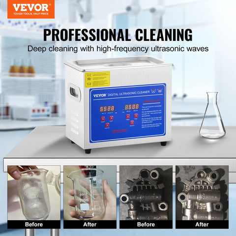 Ultrasone Reiniger - Wasmachine - Ultra Sonic Cleaner - Ultrasone Reiniger Bril - 3L - met Reinigingsmachine Digitale Verwarmer Timer - voor Sieraden Reinigen
