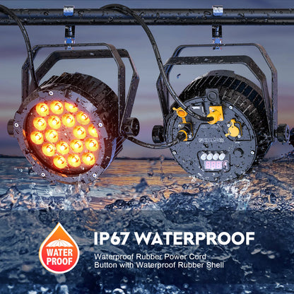 LED Stageverlichting – LED Par Lampen – DJ Verlichting – Feestverlichting – Podiumlicht – Set van 4 – 150W per Licht – Waterdicht IP65 – RGBWA+UV Kleurenmix