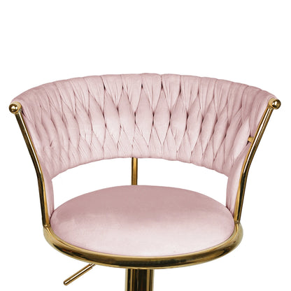 Barkrukken – Barstoelen – Keukenkrukken – Barstoelen Met Rugleuning – Keukenstoelen – Velvet Bekleding – Verstelbare Zithoogte – Draaibaar - QUORE