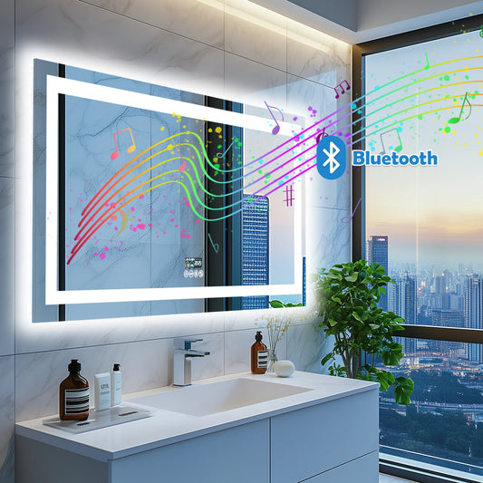 LED-Badkamerspiegel – Spiegel Met Verlichting – Badkamer Spiegel – Led Spiegel – Bluetooth Speaker – Anti-Condens – Dimbaar Licht - 60x31inch