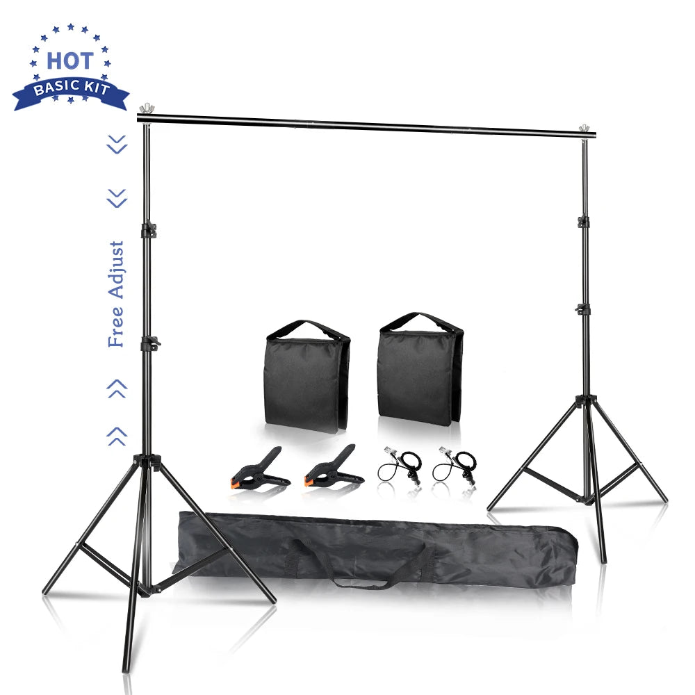 SH Background Stand Support System Photography Studio Backdrop Kit Holder with Carry Bag for Muslins Backdrops,Paper and Canvas - QUORE