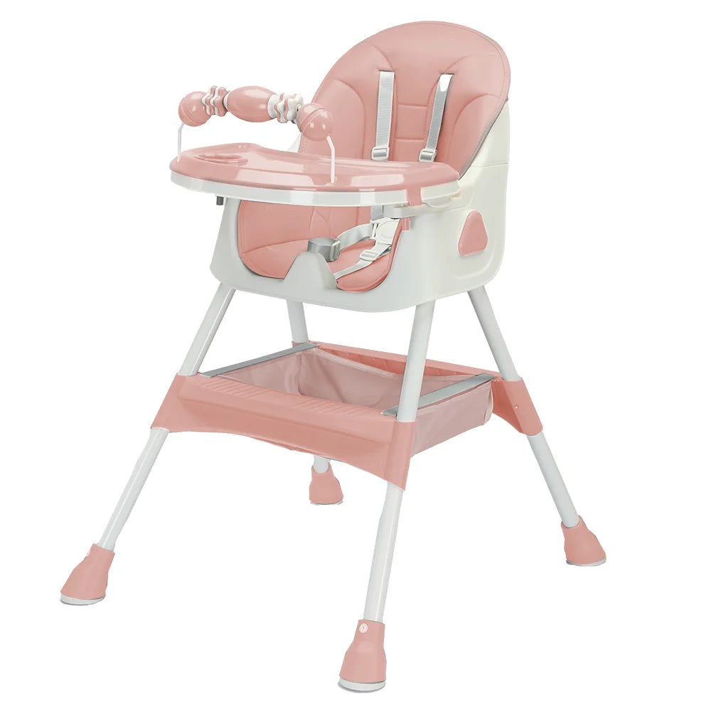 Opvouwbare Kinderstoel - Met Grote Antislipmat en Speelgoedrek - 6 Maanden en Ouder - Roze