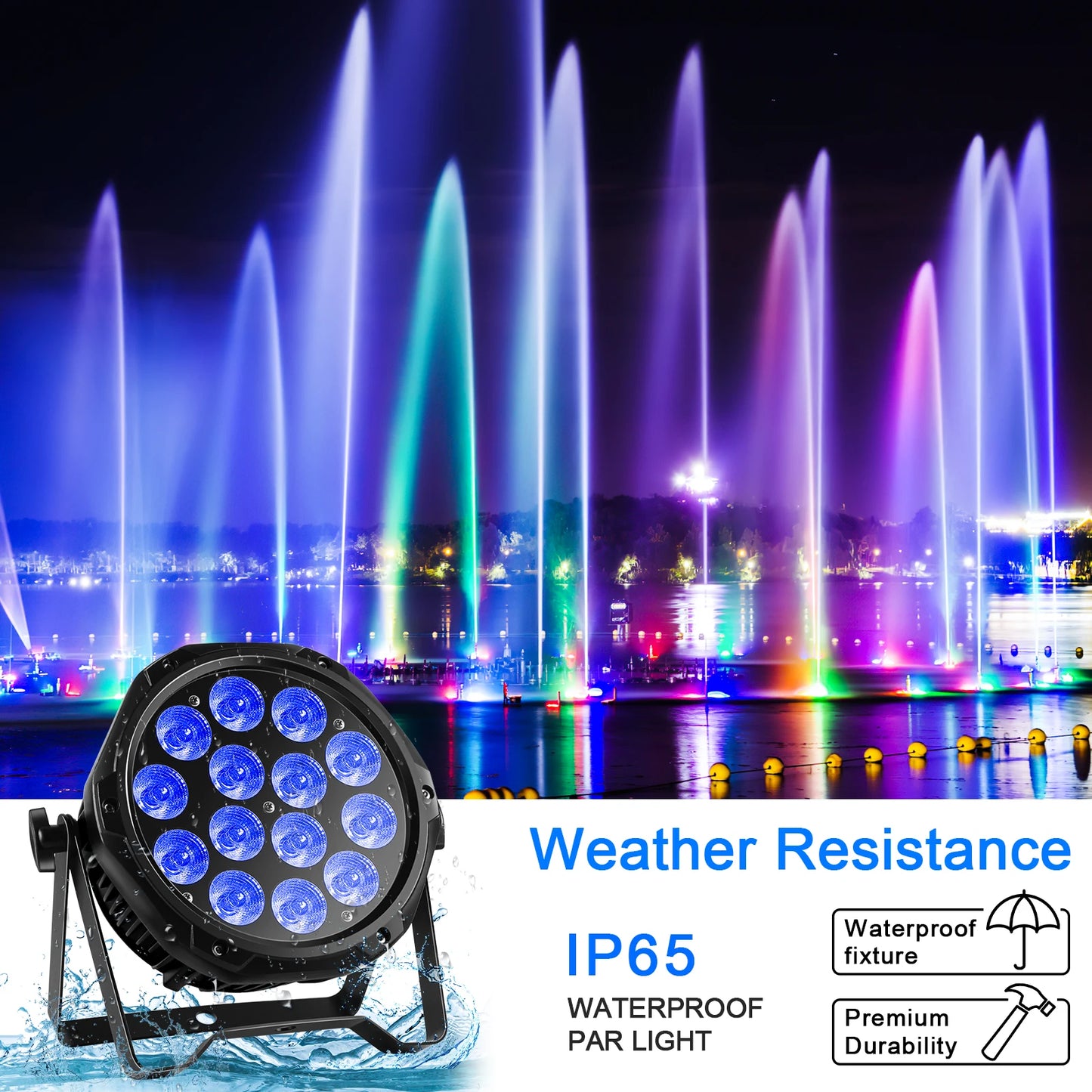 Waterdichte RGBW LED Par Verlichting – LED Stage Light – DJ Licht – Podium Lamp – RGBW Par Lamp – Set van 4 – IP65 Waterbestendig – 14x10W LEDs met DMX512 bediening