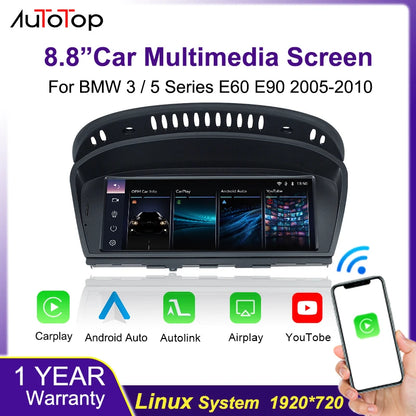 Autoradio BMW 3/5 Serie – Multimedia Speler – Navigatiesysteem – Touchscreen Radio – CarPlay Android Auto – 8,8 Inch Scherm – Draadloze Connectiviteit - QUORE