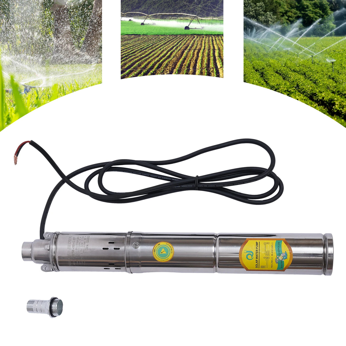 Zonne-energie Diepe Put Waterpomp - 24V - 370W - RVS - Dompelpomp voor Irrigatie - Landbouw & Watervoorziening - Farm Ranch Dompelpomp voor Diepe Putten - Zilver