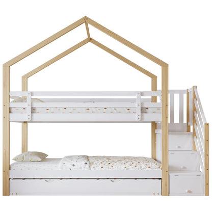 Hoogslaper Hout – Etagenbed – Kinderbed – Stapelbed – Uitschuifbed – Met Opbergruimte – Massief Mahoniehout – Geschikt Voor 3 Slaapplaatsen