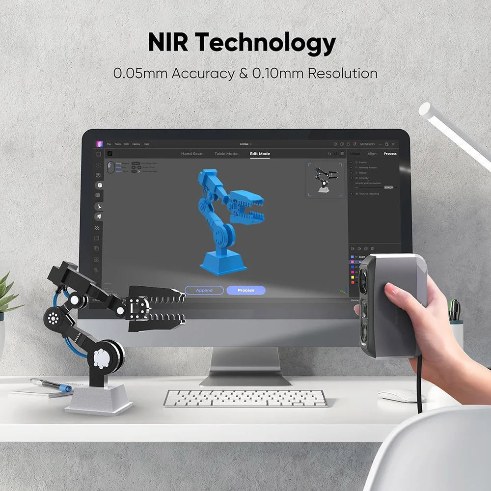3D Scanner – 3D Scankop – 3D Scanapparaat – 3D Scan Tool – Compact & Draagbaar – Nauwkeurigheid 0,05 mm & AI-Tracking