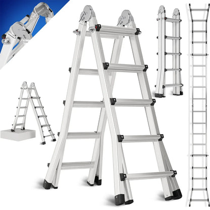 Telescopische Ladder – Vouwladder – Uitschuifladder – Aluminium Ladder – Lichte Ladder – Tot 4,8 Meter – Max 150 Kg Draagkracht