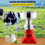 Electric Milk Cream Separator - 30W - 220V - 50L/H - Centrifugal Separator - Stainless Steel - Skimmer - Household Buttermilk Skimming Machine - Red