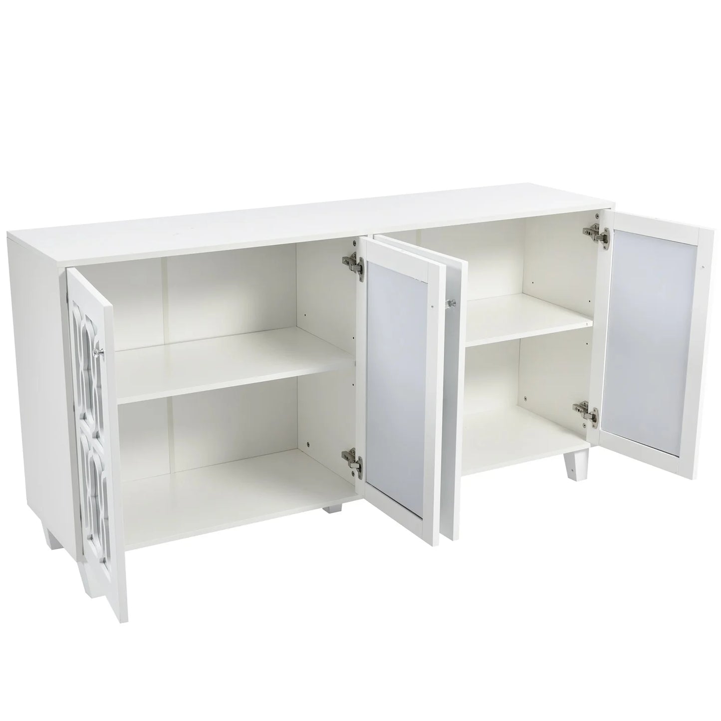 Dressoir – Opbergkast – Kasten – Sideboard – Buffetkast – Ivoor – Ruime Opbergruimte – Duurzaam MDF Met Houten Poten - QUORE