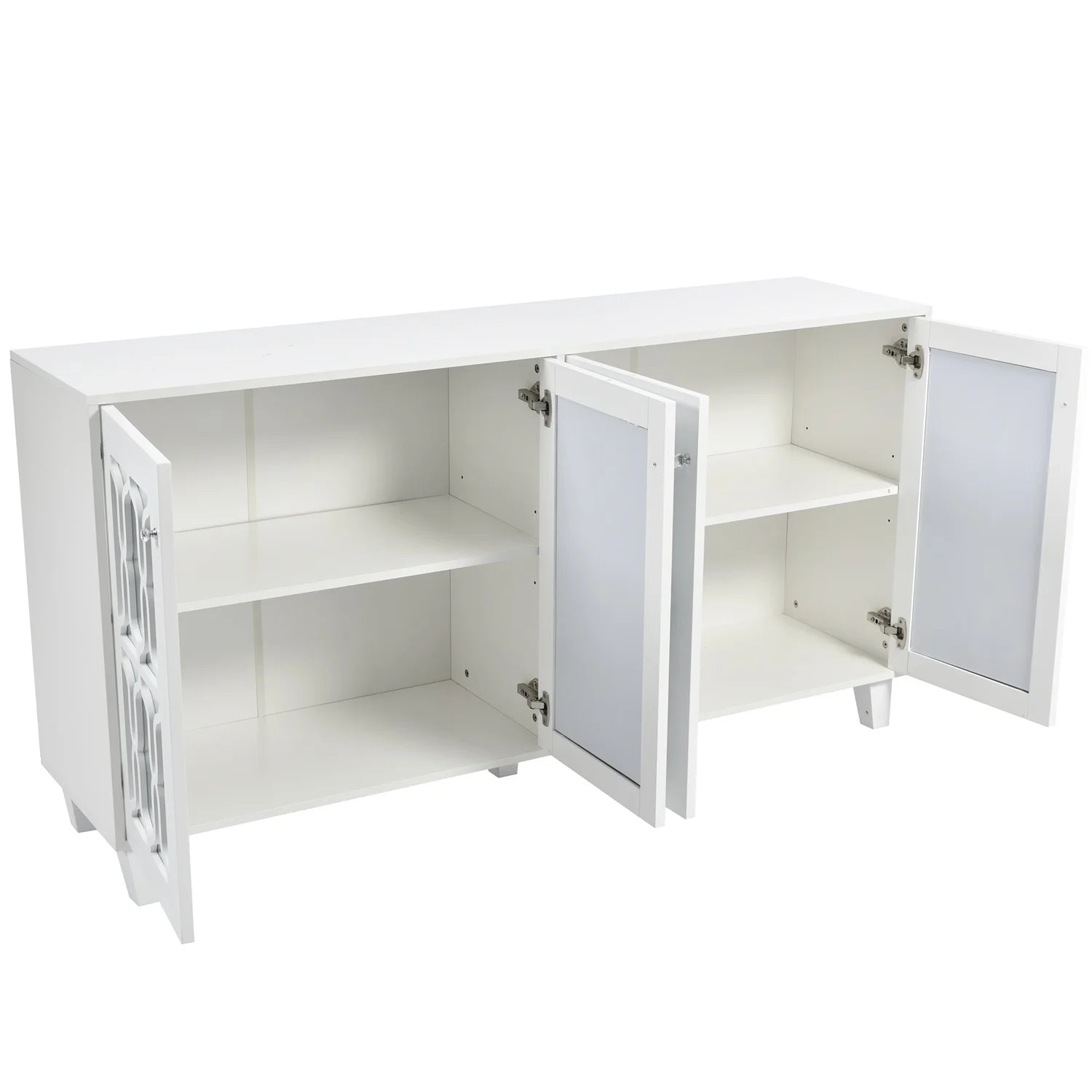 Dressoir – Opbergkast – Kasten – Sideboard – Buffetkast – Ivoor – Ruime Opbergruimte – Duurzaam MDF Met Houten Poten - QUORE