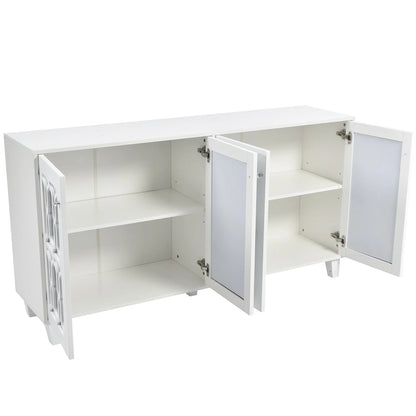 Dressoir – Opbergkast – Kasten – Sideboard – Buffetkast – Ivoor – Ruime Opbergruimte – Duurzaam MDF Met Houten Poten - QUORE