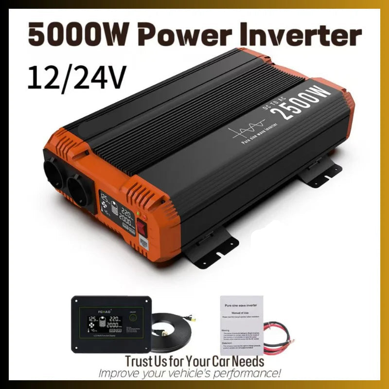 Zuivere Sinusomvormer – 2500W Omvormer – 12V Naar 230V – Camper Stroomvoorziening – LCD-Display – Veiligheidsbescherming