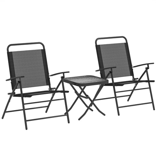 Buitenmeubelset – Tuinset – Balkonmeubelen – Terrasmeubilair – Compact Ontwerp – Gepoedercoat Staal – Textilene Stoelen - 64 x 70 x 87 cm - Zwart