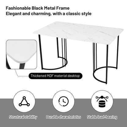 Eettafel – Tafel – Keukentafel – Werktafel – Dinertafel – 140x80x75 cm – Metaal Frame – Verstelbare Poten