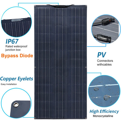 Zonnepaneel - Zonnepanelen - Zonne-energie - Zonne-kit - Fotovoltaïsch Paneelsysteem - 280W -  Waterdicht - voor Boot - Camper - Caravan - RV - Tuin