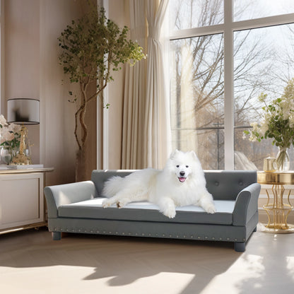 Hondenbed - Hondenkussen - Sofa Mat - Microfiber Lederen Hoes - 96x72x40 cm - voor Grote Honden - met Verwijderbaar Kussen