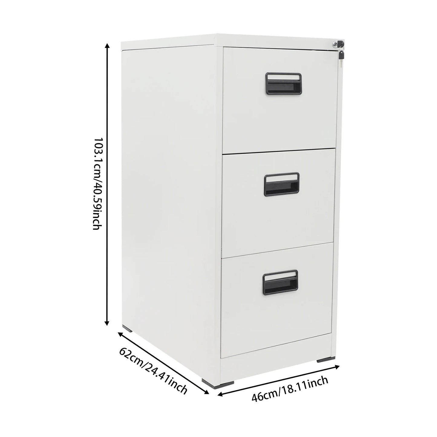 Lockable Ladenkast – Metalen Ladekast – Archiefkast – Kantoor Kast – Opbergkast – 3 Laden Met Slot – Stevig Koudgewalst Staal