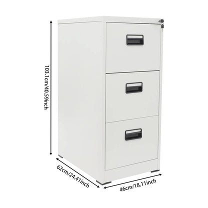 Lockable Ladenkast – Metalen Ladekast – Archiefkast – Kantoor Kast – Opbergkast – 3 Laden Met Slot – Stevig Koudgewalst Staal