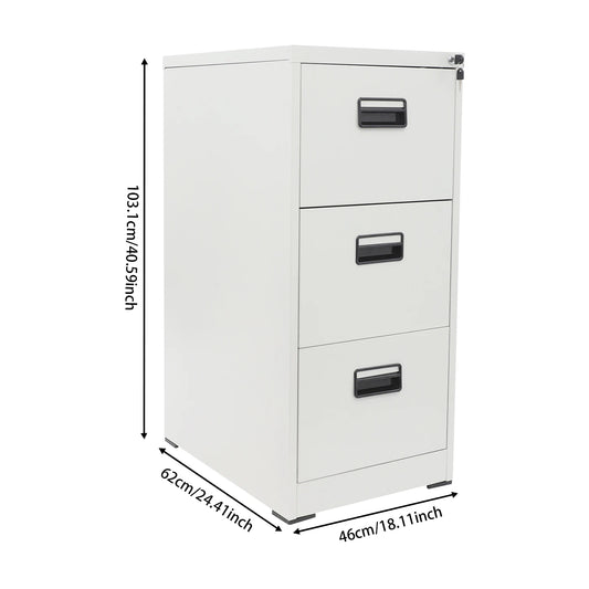 Lockable Ladenkast – Metalen Ladekast – Archiefkast – Kantoor Kast – Opbergkast – 3 Laden Met Slot – Stevig Koudgewalst Staal
