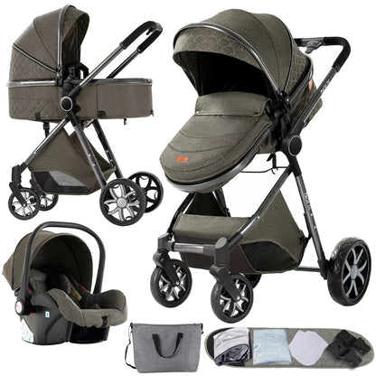 Kinderwagen – Buggy – Wandelwagen – Reiswieg – Duowagen – 3-in-1 Multifunctioneel – Lichtgewicht & Compact – Geschikt vanaf Geboorte – Graphite Grey