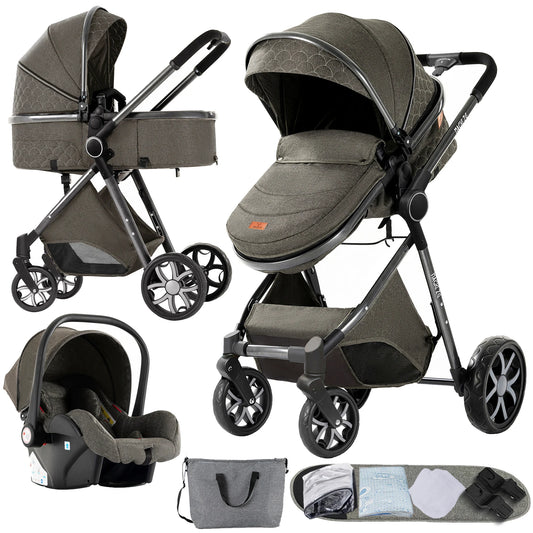 Kinderwagen – Buggy – Wandelwagen – Reiswieg – Duowagen – 3-in-1 Multifunctioneel – Lichtgewicht & Compact – Geschikt vanaf Geboorte – Graphite Grey