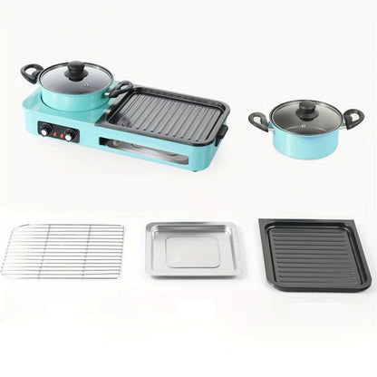 Elektrische Grillplaat - Teppanyaki Grill - Hete Pot - Draagbare Rookloze BBQ-hotpot - Ideaal voor 3-6 Personen - Multifunctionele - 220V - 240V - 2200W - 51.2 x 24.5 x 9.5 cm - Groen