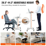 Office Desk - Adult Desk - Computer Desk - Computer Desk - Computer Table - Laptop Table - Gaming Desk - Gas Spring - Height Adjustable - Sit-Stand Desk - with Wheels - Portable - Rolling Laptop Table - 27.1x18.9 in - White