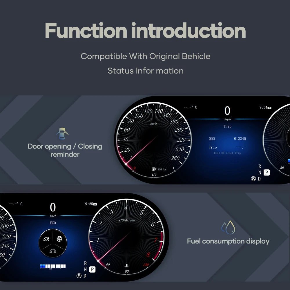 Digitale Dashboard Cluster – Digitaal Instrumentenpaneel – Virtuele Cockpit – LCD Display – Auto Dashboard Upgrade – 12,3 Inch HD Scherm – Plug & Play Installatie – Blauwe Licht Anti-Glare Technologie – Geschikt Voor BMW E60