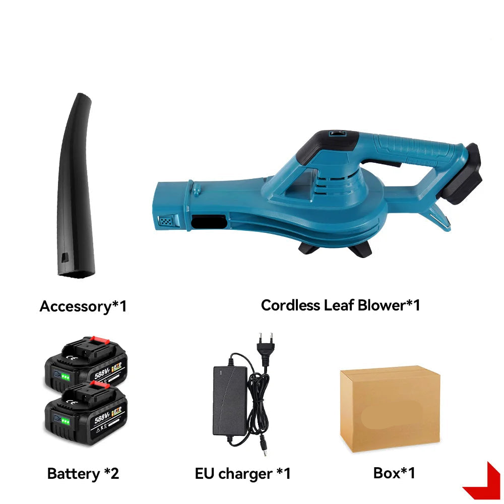 Bladblazer - Bladzuiger - Tuingereedschap - Elektrische - 4500W - 46000rpm Draadloze Blad- en Sneeuwblazer - 6 Snelheden - Met 2 Batterijen en EU Plug