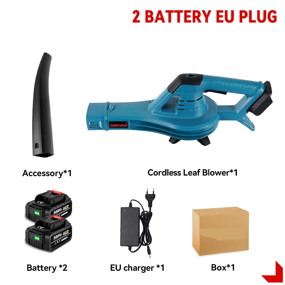 Bladblazer - 4500W - Elektrische Blazer - Luchtblazer - Hogedruk - Draagbaar & Draadloos - voor Stof - Rook en Bladeren - Compatibel met 18V Accu - 2 Accu's met 1 Lader