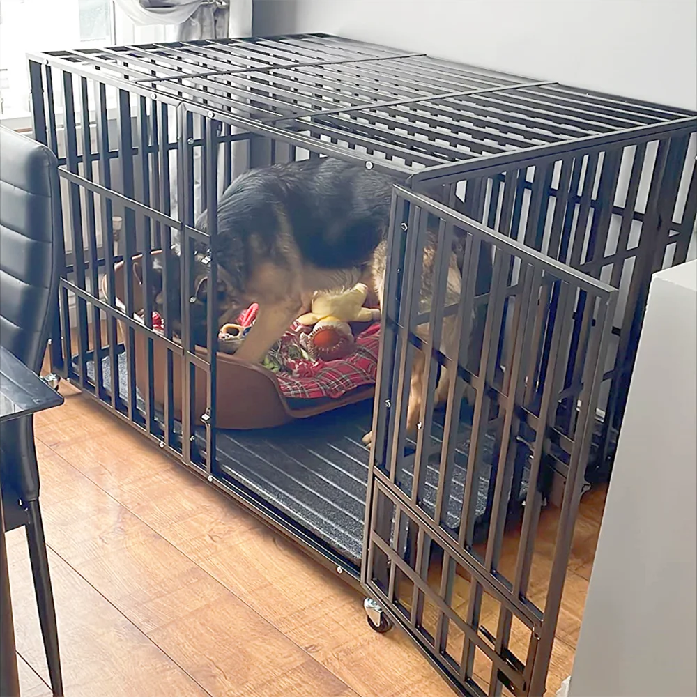 Hondenbench – Grote Hondenkennel – Stalen Bench – Ruime Dog Crate – Vierkante Metalen Buizen – Dubbele Veiligheidssloten – Uitneembare Bak - XL