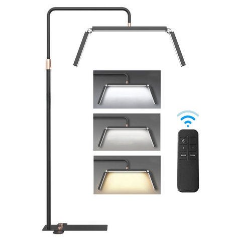 Salonlamp - LED Videolamp – Opvouwbaar Vloermodel – 40W - Halve Maanlamp – 3200K-5600K – Met Standaard, Telefoonhouder & Afstandsbediening – Voor Make-up -  Schoonheidssalon - Live Streaming - Zwart