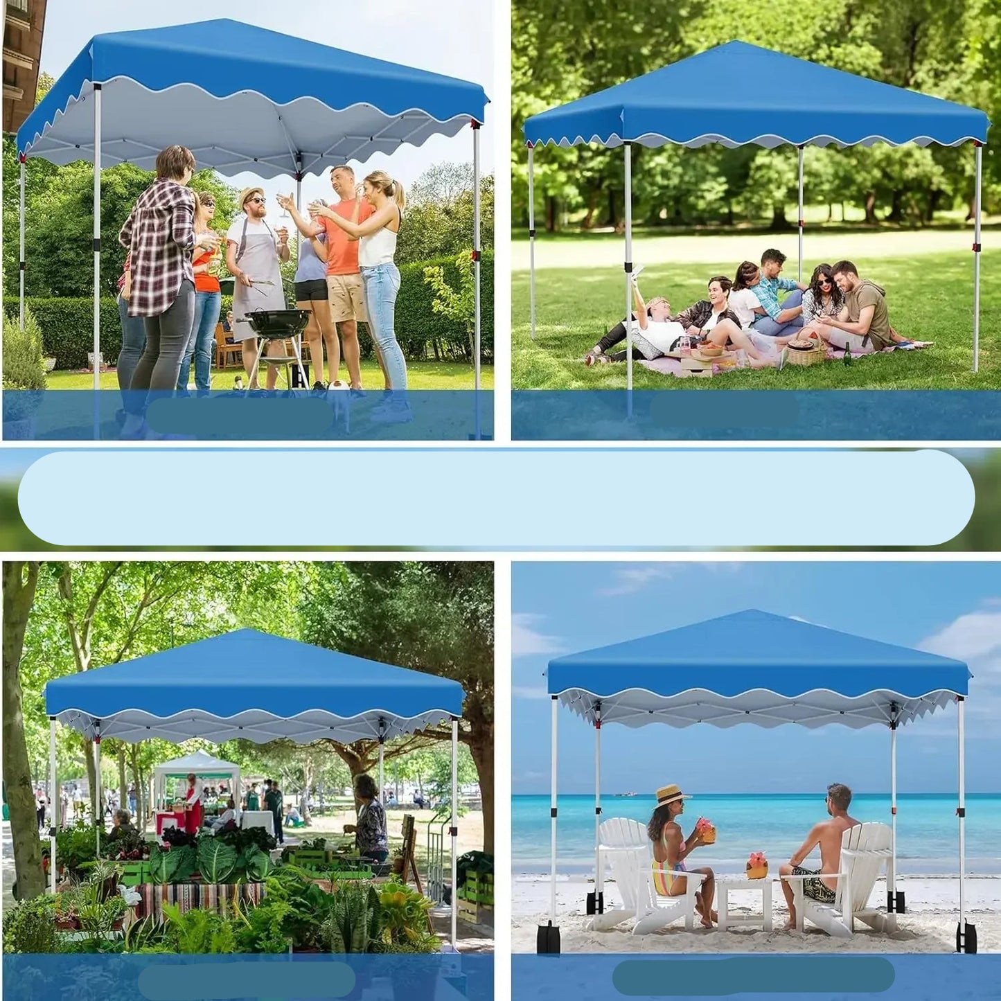 Tuinpaviljoen - Partytent - Partytenten - Paviljoen - Easy up Partytent - 3x3m - Waterdicht - Pop-up Tent - Opvouwbare - Inclusief 4 Gewichtszandzakken en Draagtas - Blauw