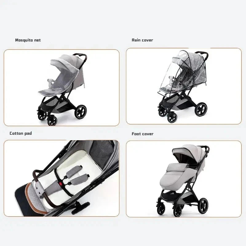 Kinderwagen – Wandelwagen - Babywagen – Opvouwbaar - 3-in-1 - Multifunctioneel - Lichtgewicht - Comfortabel - Veilig – Schokabsorptie - Zwart