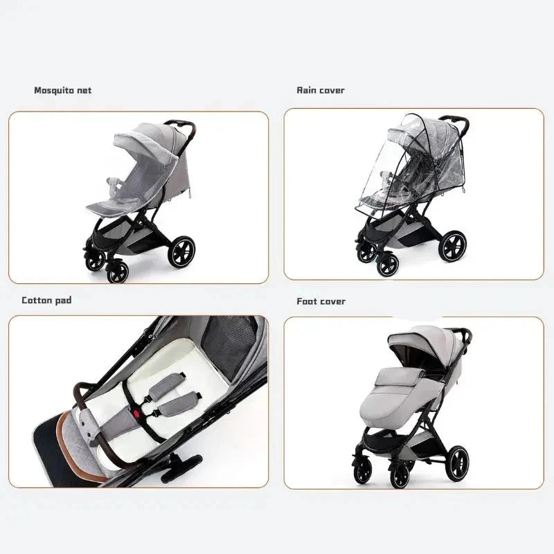 Kinderwagen – Wandelwagen - Babywagen – Opvouwbaar - 3-in-1 - Multifunctioneel - Lichtgewicht - Comfortabel - Veilig – Schokabsorptie - Grijs