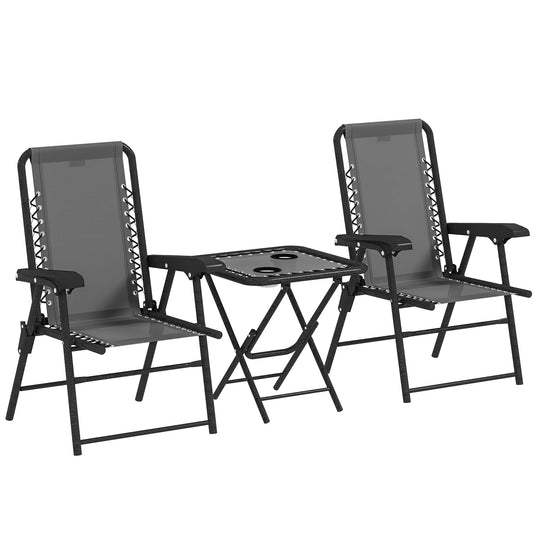 Buitenmeubelset – Tuinset – Balkonmeubelen – Terrasmeubilair – Compact Ontwerp – Gepoedercoat Staal – Textilene Stoelen - 64 x 70 x 87 cm - Donkergrijs