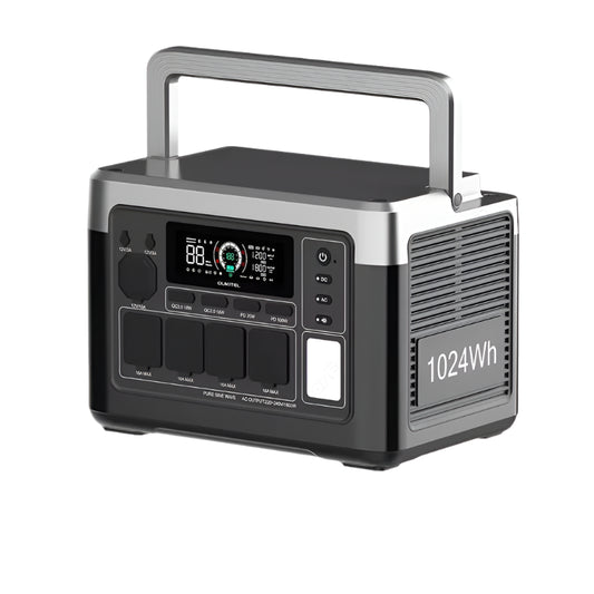 Draagbare Powerstation – Mobiele Stroomvoorziening – Noodstroom – Camping Accu – 1024Wh LiFePO4 – 1800W Zuivere Sinusgolf