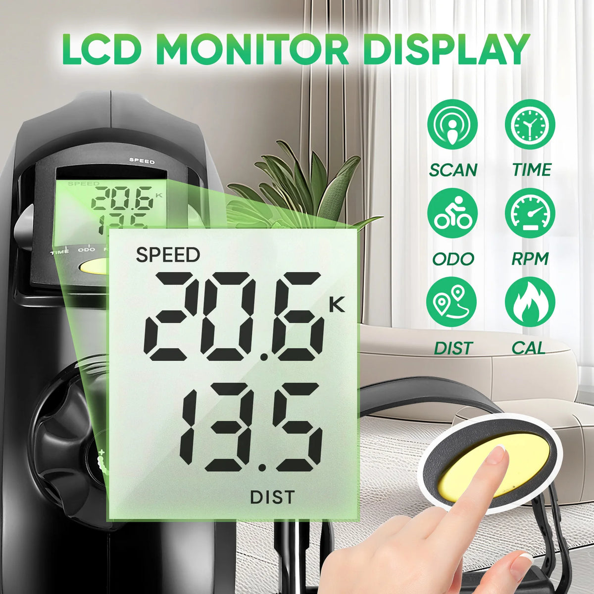 Mini Exercise Bike Arm and Leg Trainer Adjustable Foot Pedal Exercise Machine LCD Display Portable Pedal Trainer for Home Office