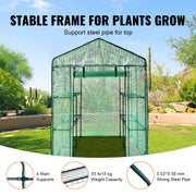 Greenhouse - Garden Greenhouse - Walk-in Greenhouse - with Planks Very Strong PE Tarpaulin - Greenhouse with Steel Plant Holders - with Doors &amp; Windows - 55.55x29.3x80.7in